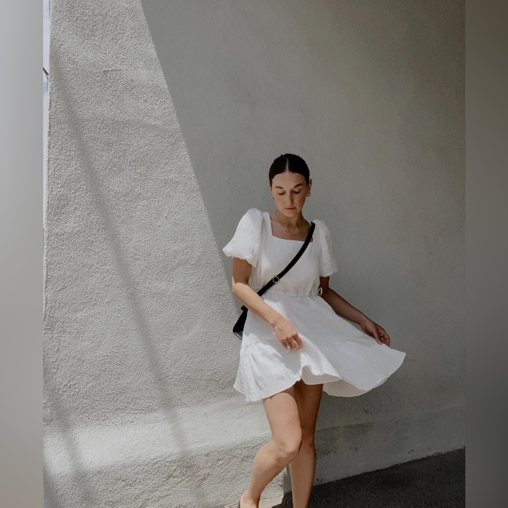 White Puff Sleeve Dress